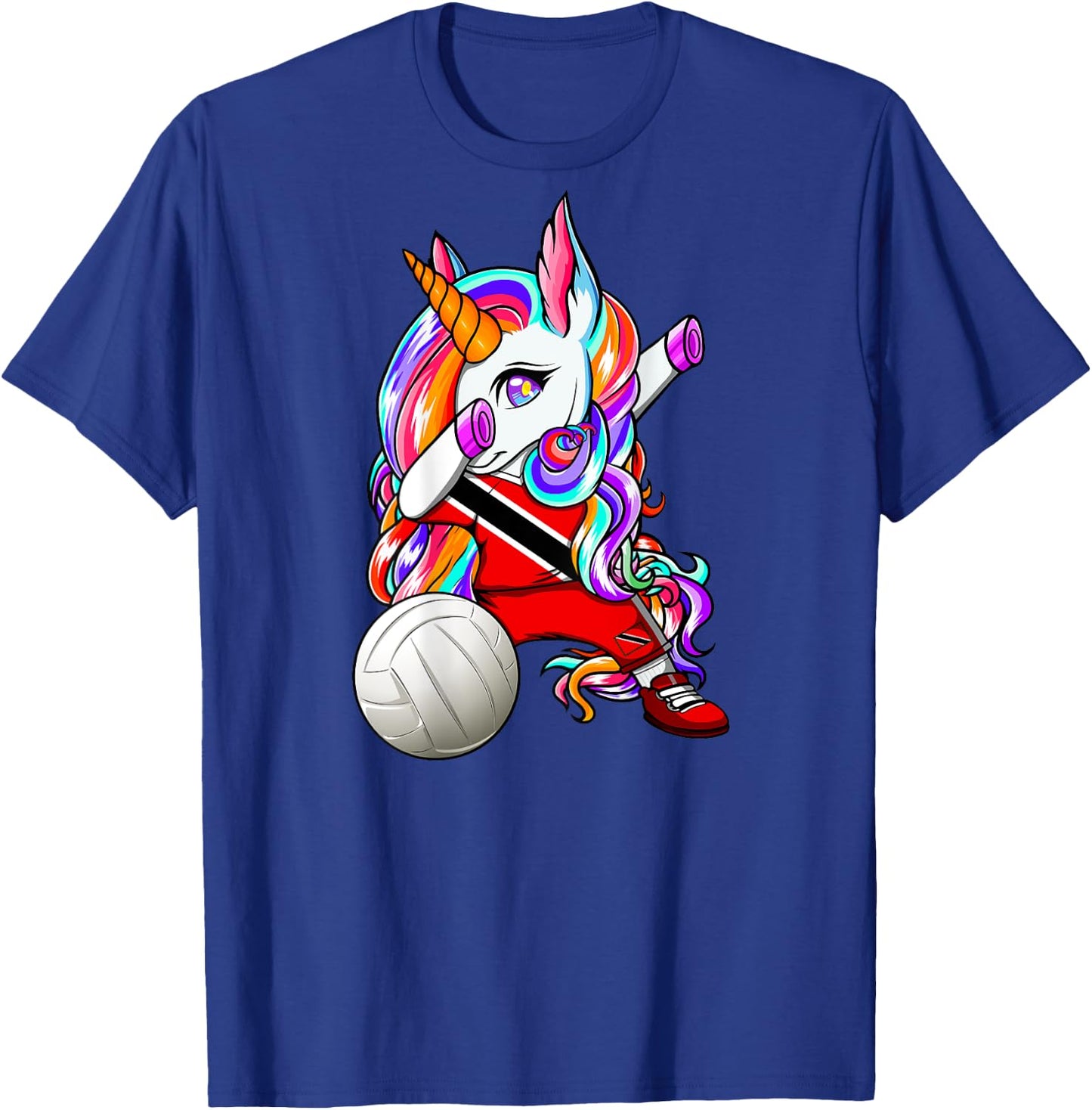 Dabbing Unicorn Trinidad and Tobago Volleyball Fans Jersey T-Shirt - T-Shirt | Royal