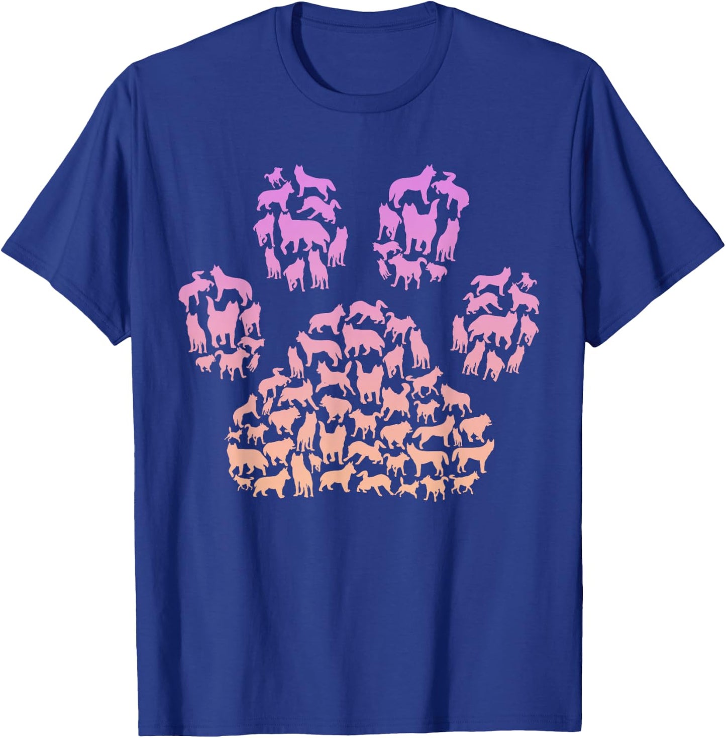 Paw Print Huskies Design for Husky Dog Lover | Girls Husky T-Shirt - T-Shirt | Royal