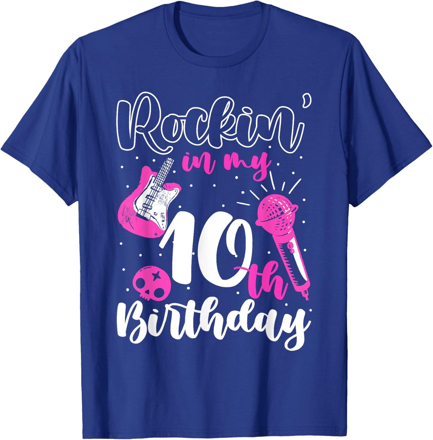 Girl Rockstar Birthday Rock Star Themed Guitar 10th Birthday T-Shirt - T-Shirt | Royal