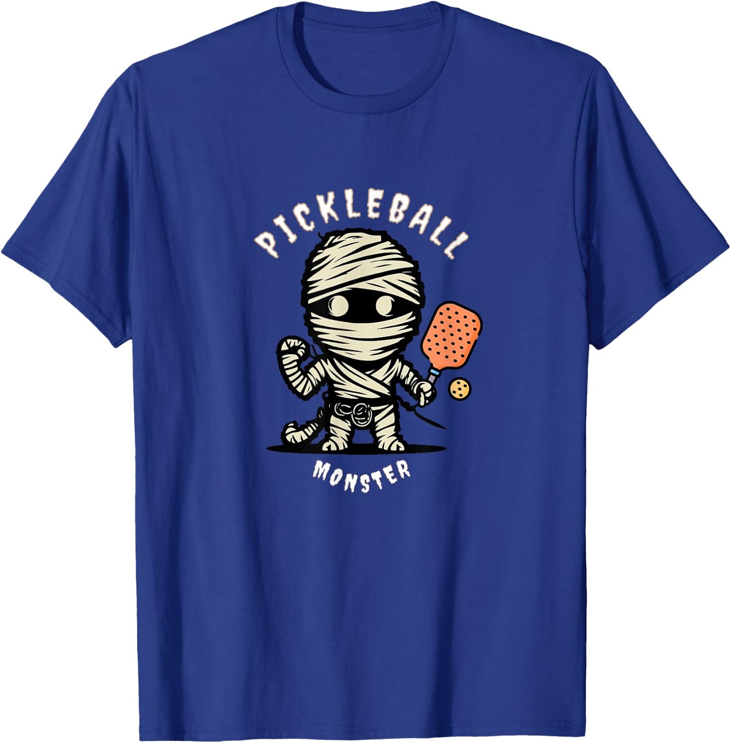 Cute Pickleball Monster Funny Halloween Fall Paddleball T-Shirt - T-Shirt | Royal