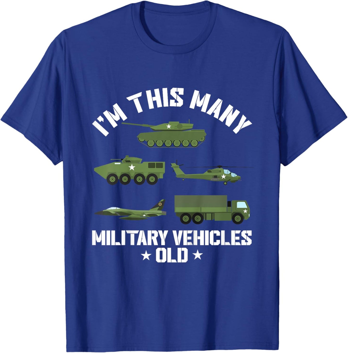 Kids 5 Year Old Boy Military Vehicles Army 5th Birthday Kids T-Shirt - T-Shirt | Royal