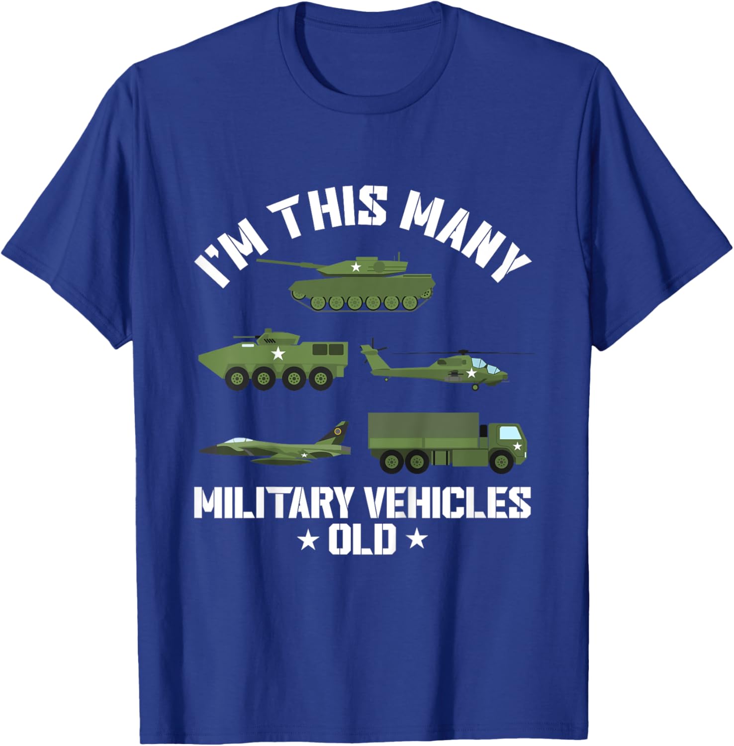Kids 5 Year Old Boy Military Vehicles Army 5th Birthday Kids T-Shirt - T-Shirt | Royal