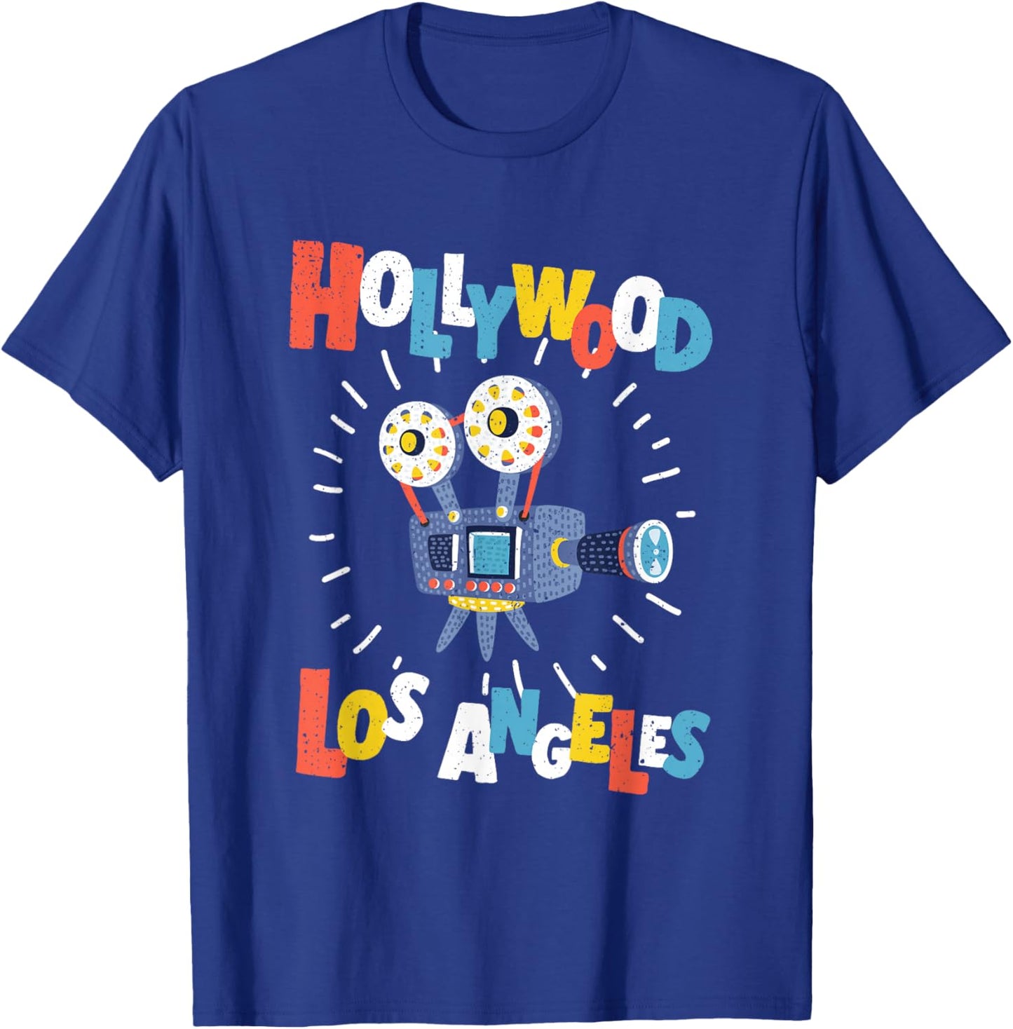 Colorful Los Angeles California Retro Cinema Cartoon Camera T-Shirt - T-Shirt | Royal