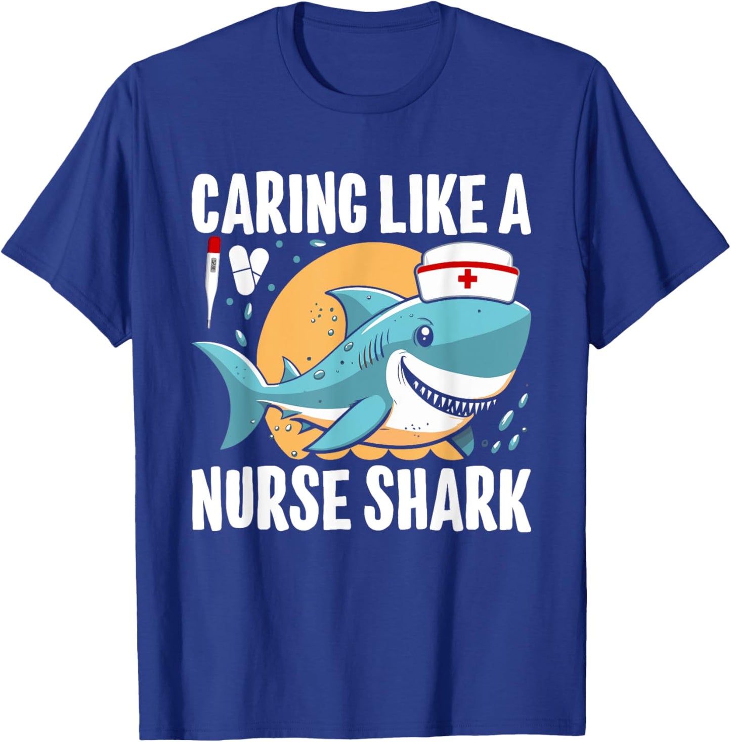 Caring Like A Nurse Shark Retro Funny Shark T-Shirt - T-Shirt | Royal