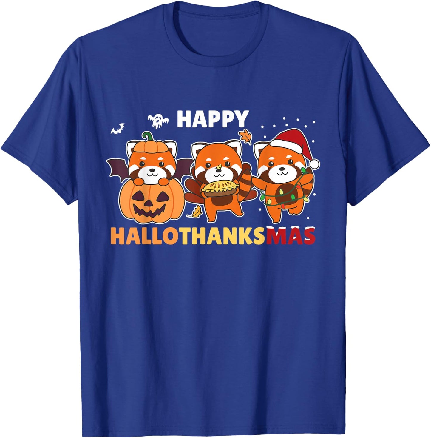 Funny Animals For The Holidays Red Panda Christmas Halloween Costume Happy Hallothanksmas T-Shirt - T-Shirt | Royal