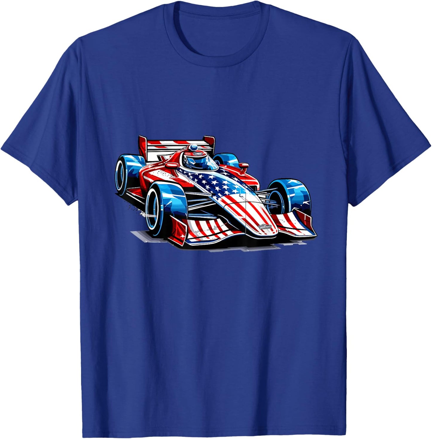 Vintage Auto Racing Car American Flag 4th of July, Auto Race Kids Men T-Shirt - T-Shirt | Royal
