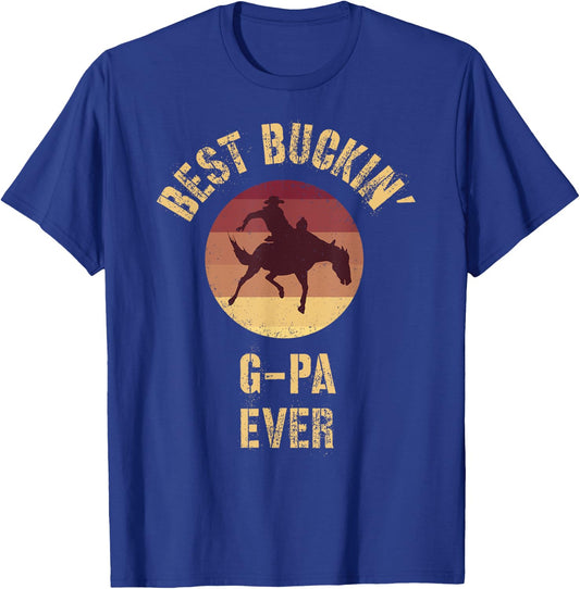 Best Buckin' G-Pa Ever Western Rodeo Cowboy Bucking Horse T-Shirt - T-Shirt | Royal