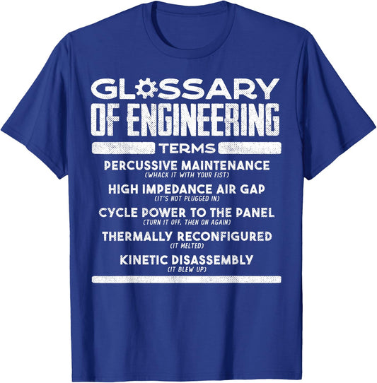 ..:Funny Engineer Definitions:.. - Glossary Of Engineering Terms - Funny Engineer Definitions - Adults - Black - X-Small T-Shirt - T-Shirt | Royal