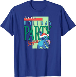Amazon Essentials Stitch Santa Let The Holiday Party Begin T-Shirt - T-Shirt | Royal