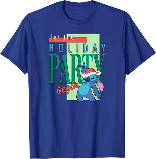 Amazon Essentials Stitch Santa Let The Holiday Party Begin T-Shirt - T-Shirt | Royal