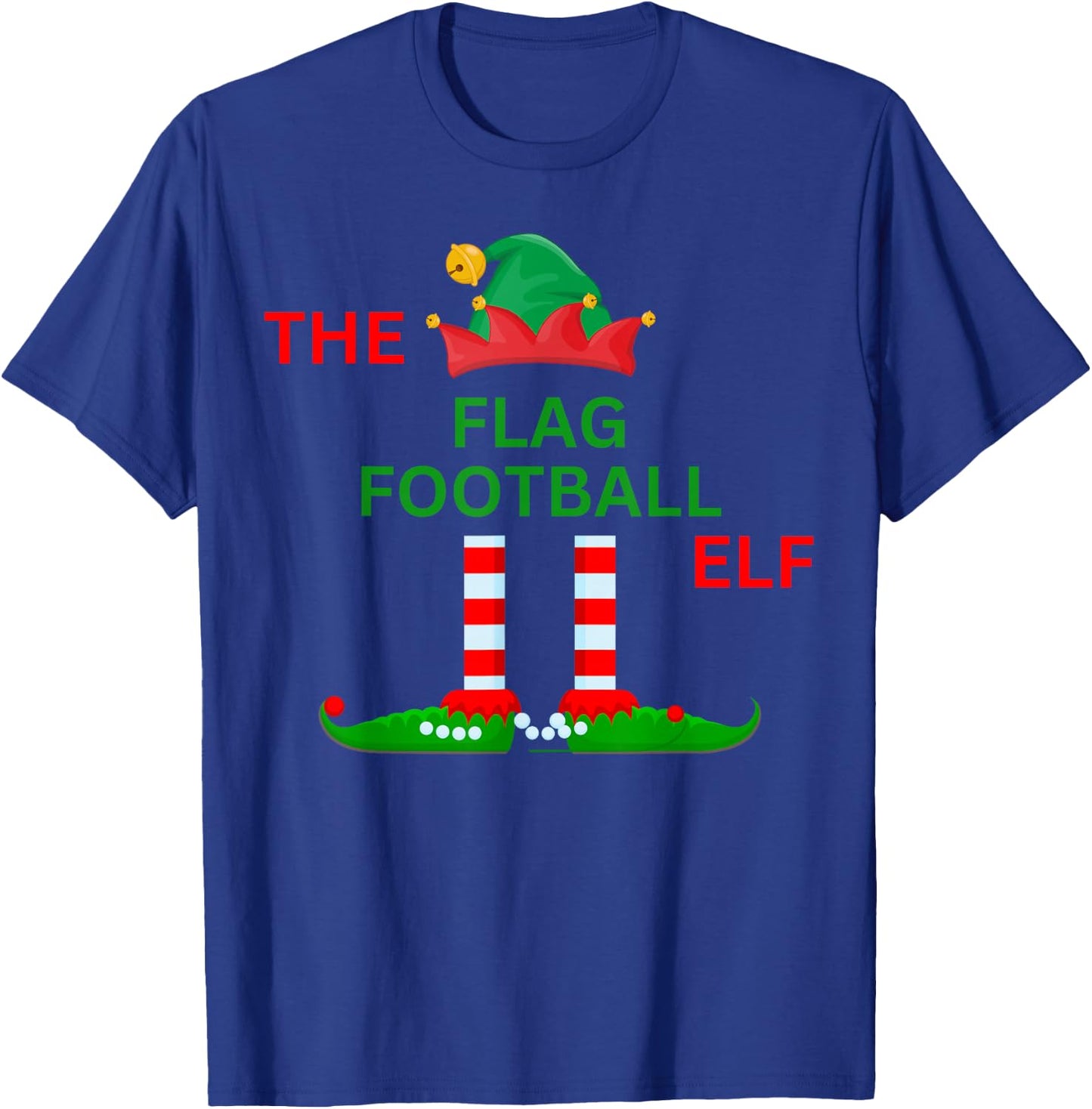 The flag football Funny Elf Christmas Pajamas Family T-Shirt - T-Shirt | Royal