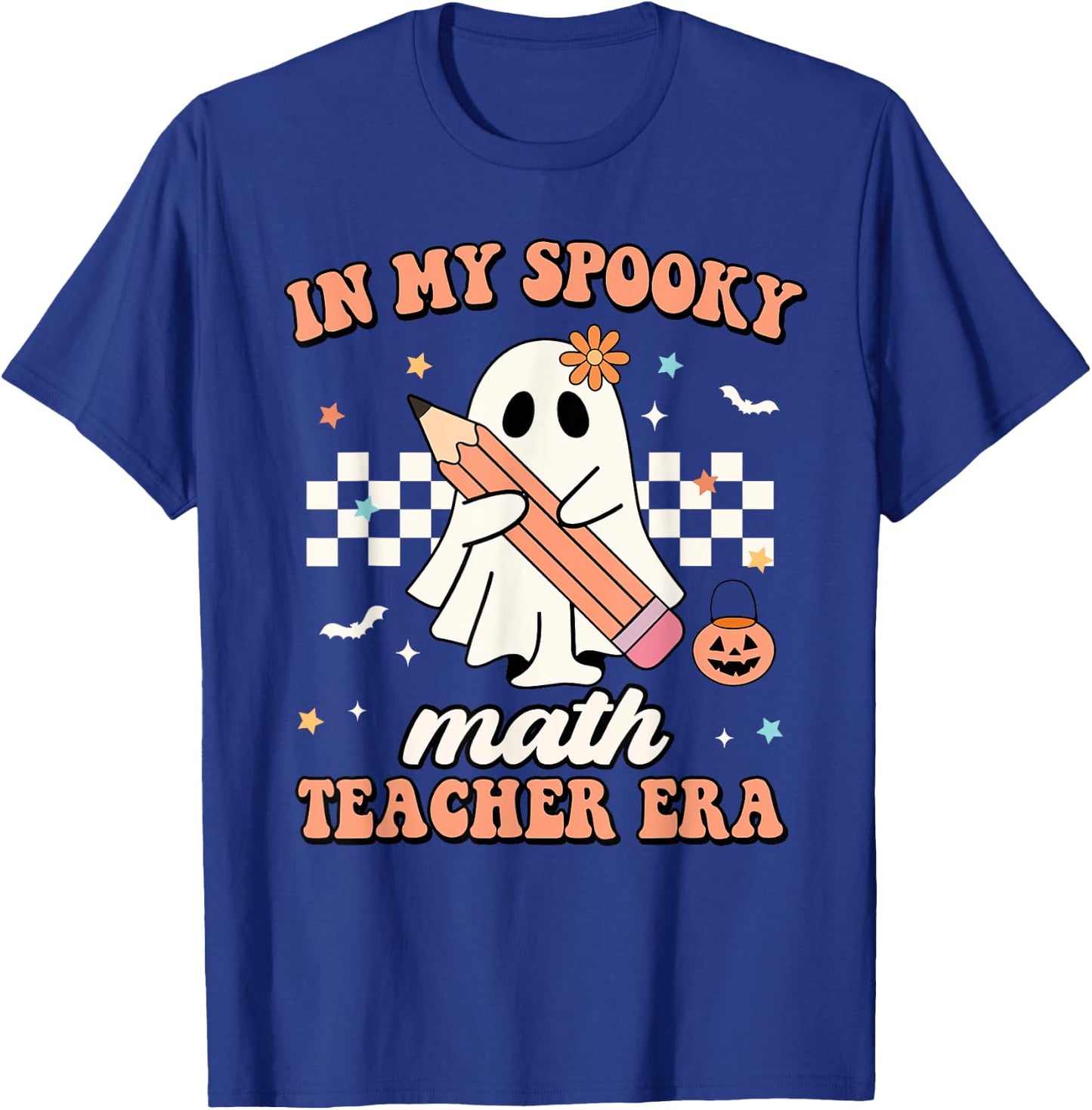 In My Spooky Math Teacher Era Groovy Retro Halloween Costume Men Women T-Shirt - T-Shirt | Royal