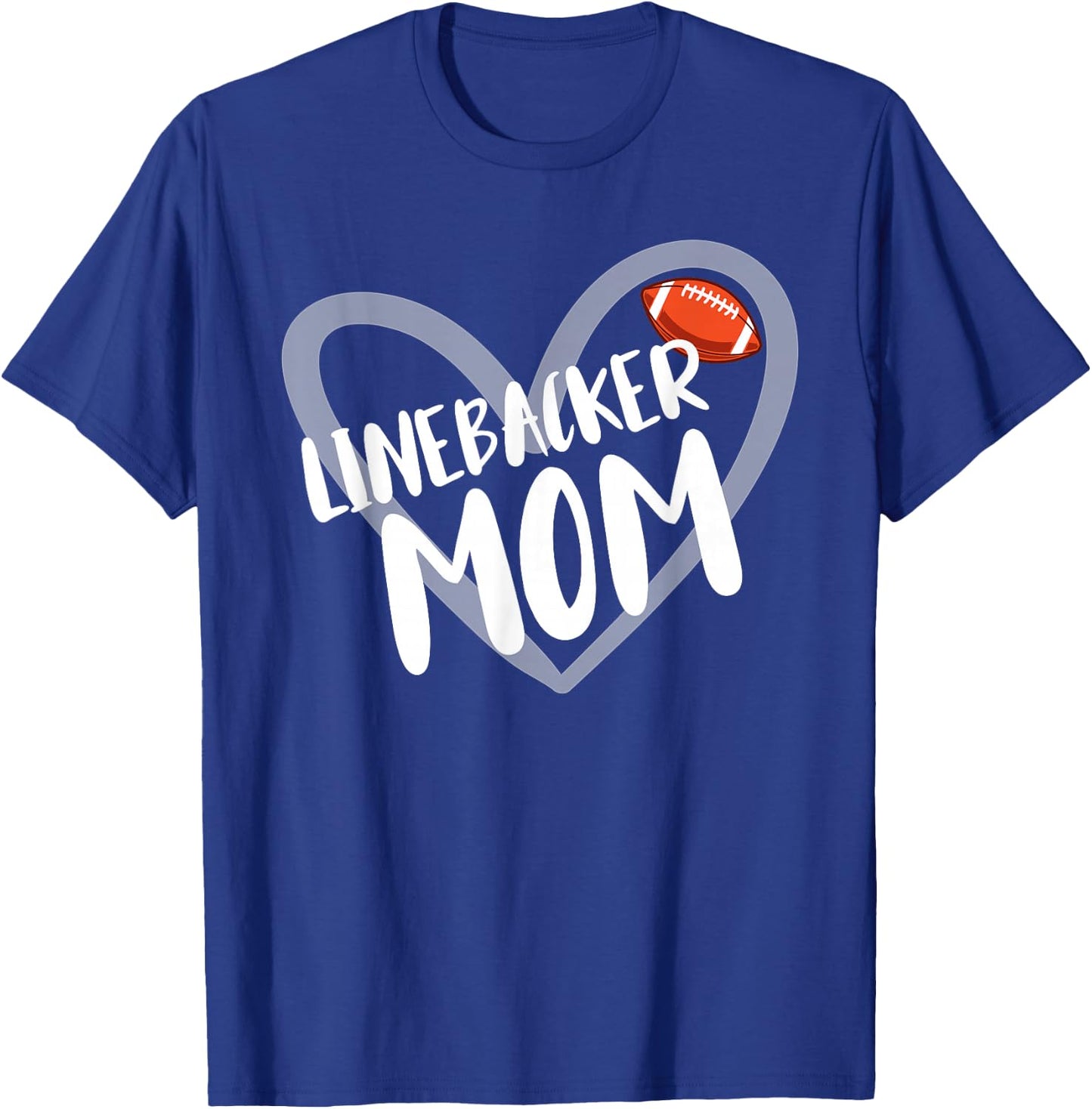 Funny Linebacker Mom Heart T-Shirt - T-Shirt | Royal