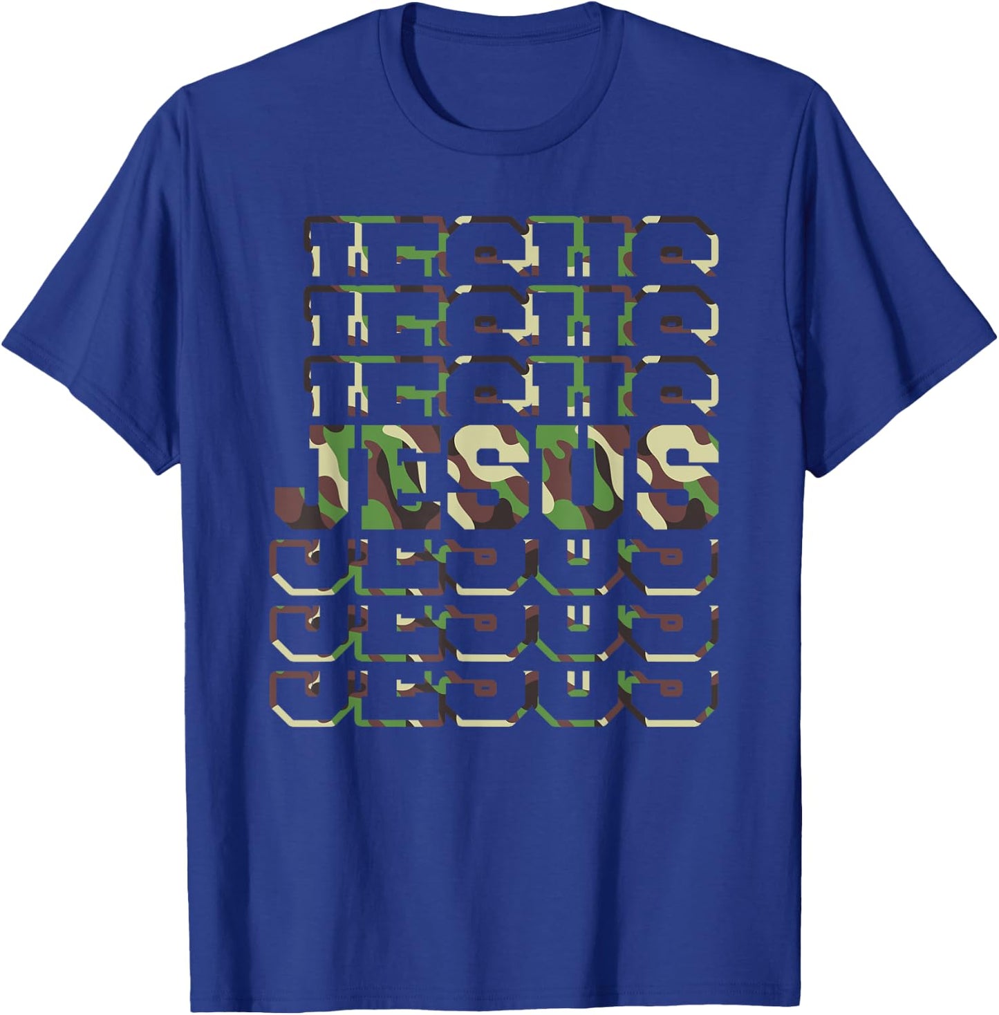 Jesus Camo Design, Camo Scripture Jesus Faith T-Shirt - T-Shirt | Royal
