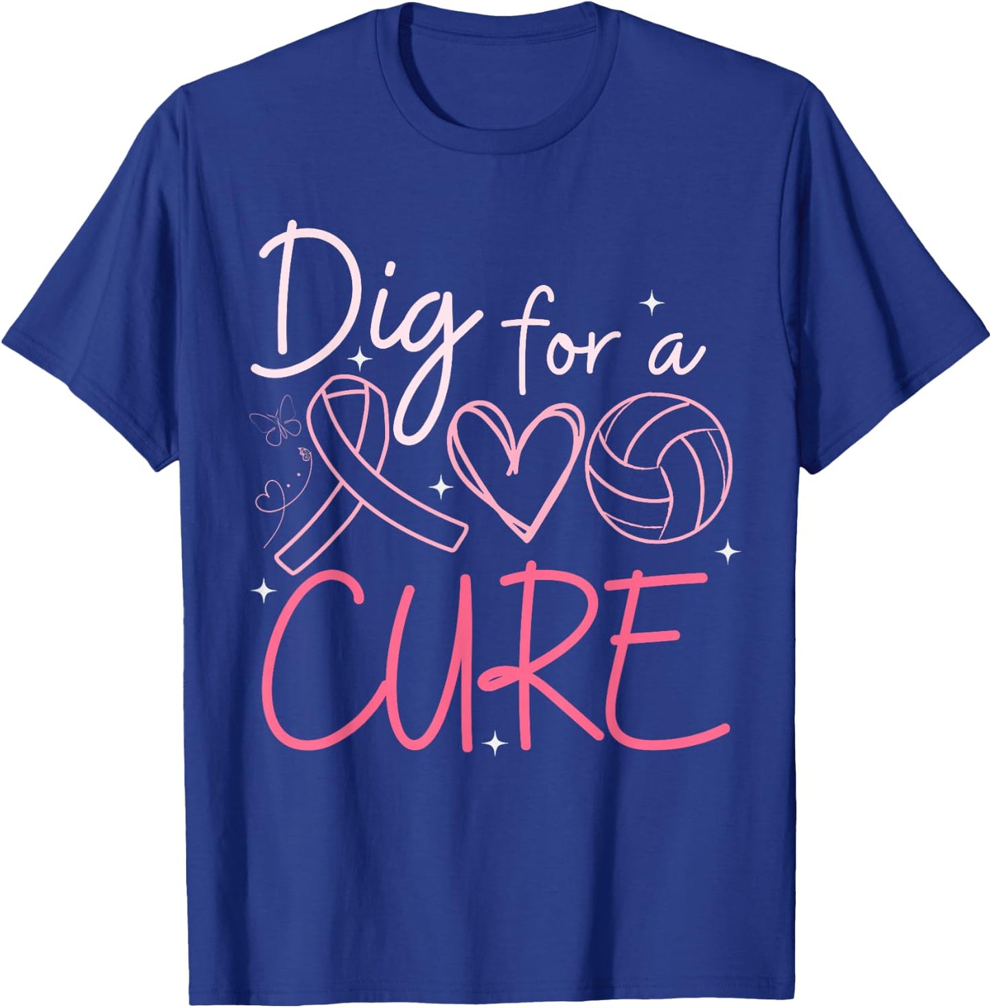 Breast Cancer Awareness Dig For A Cure Volleyball Pink Out T-Shirt - T-Shirt | Royal