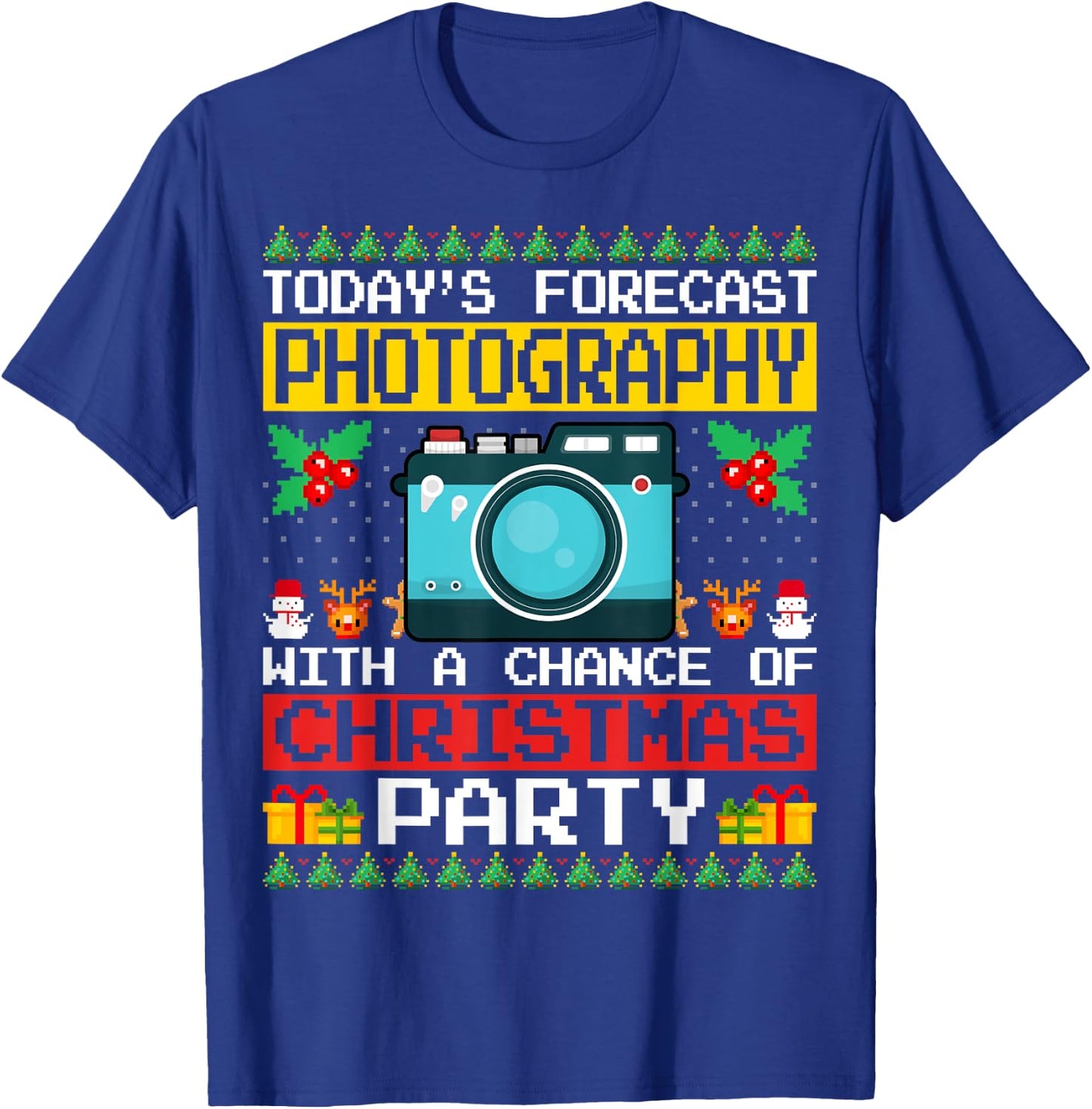 Photography Christmas Party Photographer Xmas Ugly Style T-Shirt - T-Shirt | Royal