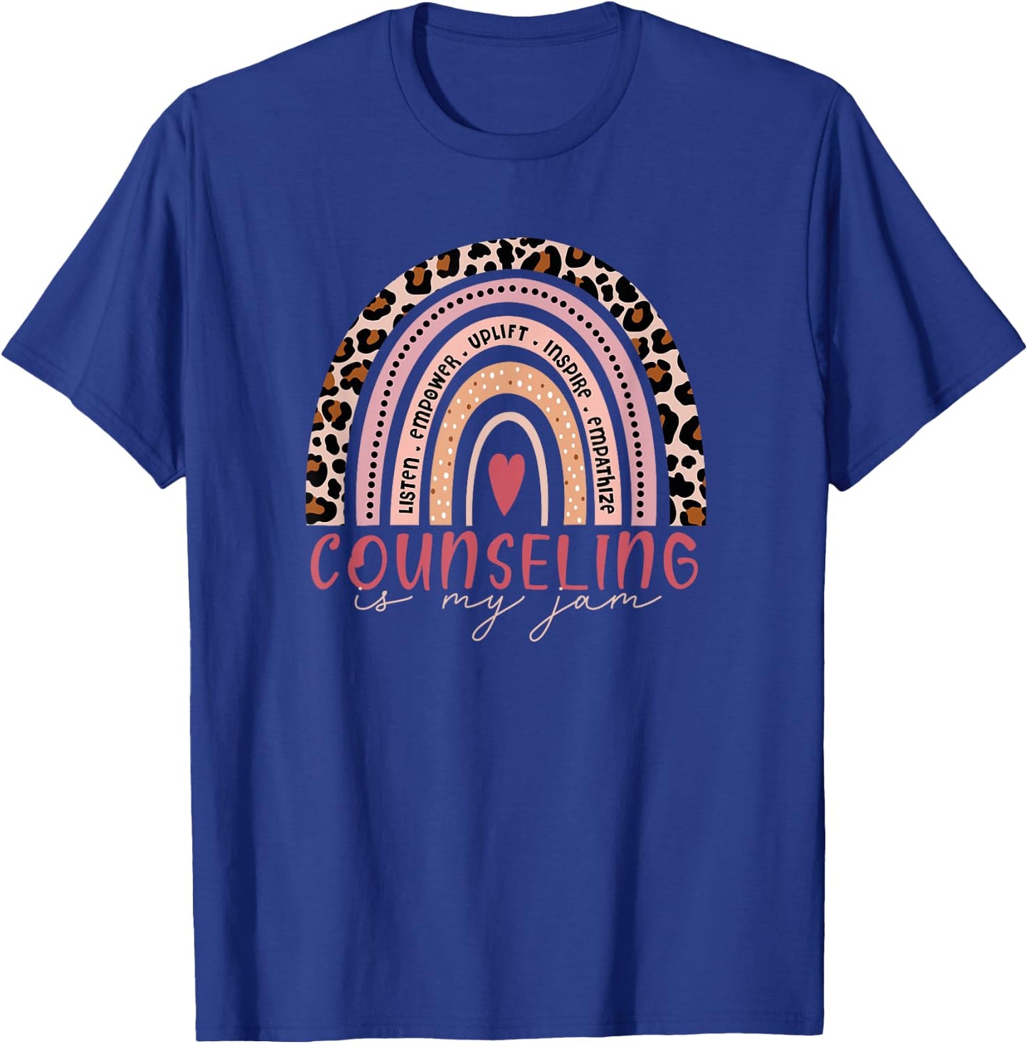 School Counselor Shirt Counseling Is My Jam Leopard Rainbow T-Shirt - T-Shirt | Royal