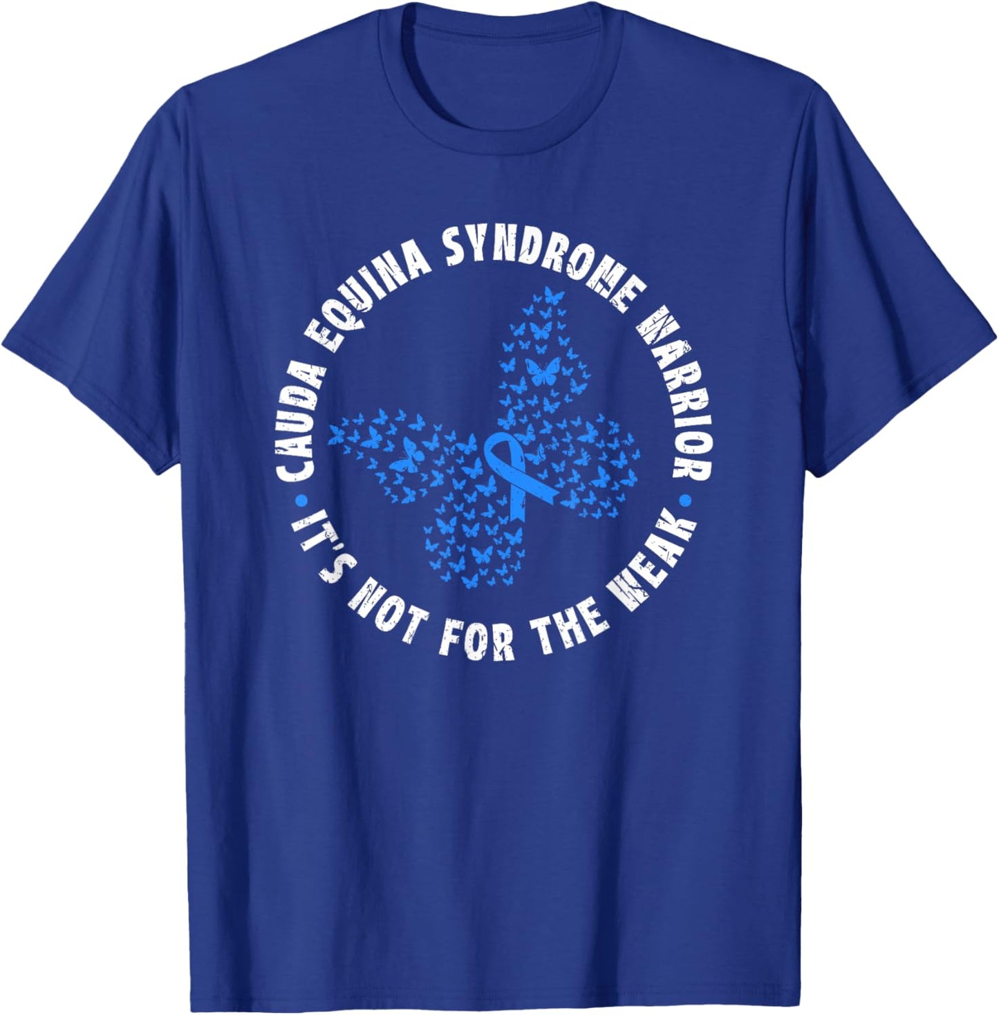 Cauda Equina Syndrome Warrior Blue Ribbon Butterfly T-Shirt - T-Shirt | Royal