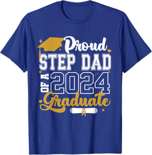 Proud Step Dad Of A 2024 Graduate Senior 2024 Class Of 2024 T-Shirt - T-Shirt | Royal