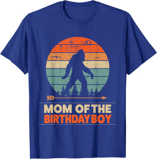 Mom of the Birthday Boy Bigfoot Birthday T-Shirt - T-Shirt | Royal