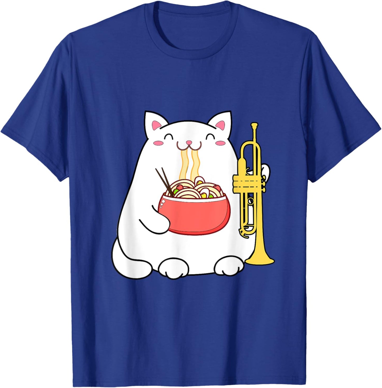 Trumpet Music Marching Band Funny Cat Musician T-Shirt - T-Shirt | Royal