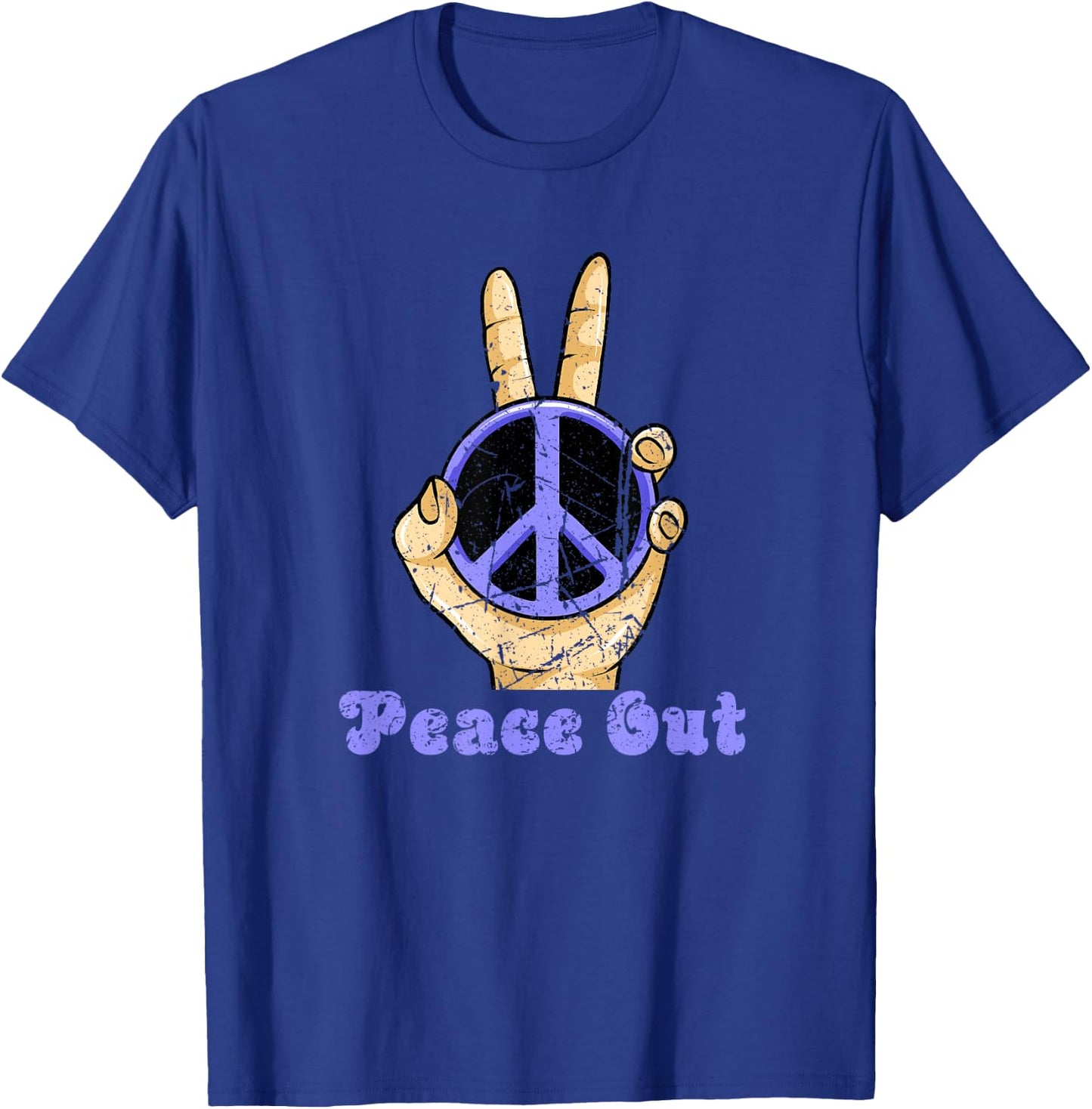 Retirement Women Hippie Peace Out Sign Symbol Adults T-Shirt - T-Shirt | Royal