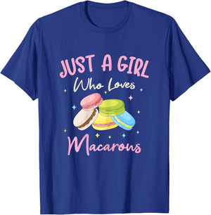 Just A Girl Who Loves Macarons Macaroons Sweet Dessert T-Shirt - T-Shirt | Royal