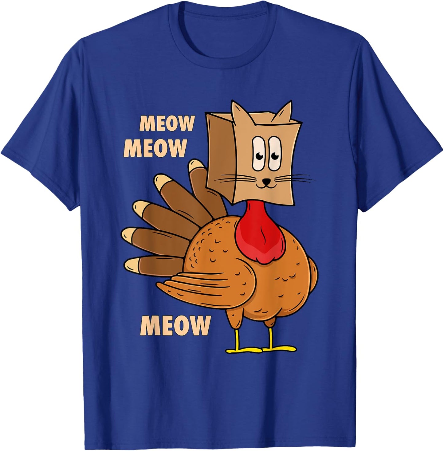 Thanksgiving Turkey Cat Funny Thanksgiving Men Women T-Shirt - T-Shirt | Royal