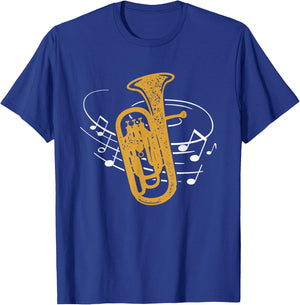 Brass Instrument Orchestra Musician Sheet Music Euphonium T-Shirt - T-Shirt | Royal