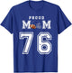 Custom Proud Football Mom Number 76 Personalized T-Shirt - T-Shirt | Royal