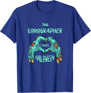 This Sonographer Loves Halloween Ultrasound Tech Zombie T-Shirt - T-Shirt | Royal