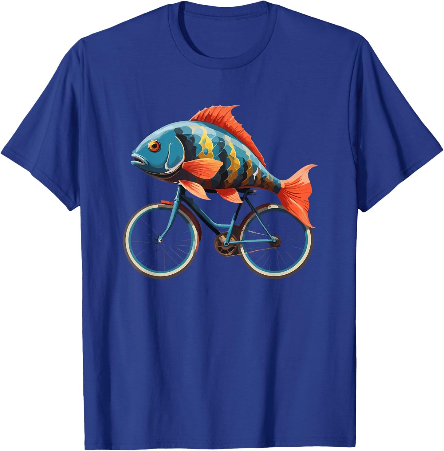 Cute Fish riding a bike, Fish and Bike T-Shirt - T-Shirt | Royal