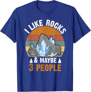 Retro Vintage I Like Rocks & Maybe 3 People Geologist T-Shirt - T-Shirt | Royal