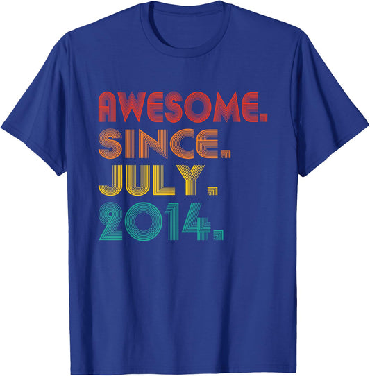 Awesome Since July 2014 Anniversary Birthday Vintage 2014 T-Shirt - T-Shirt | Royal