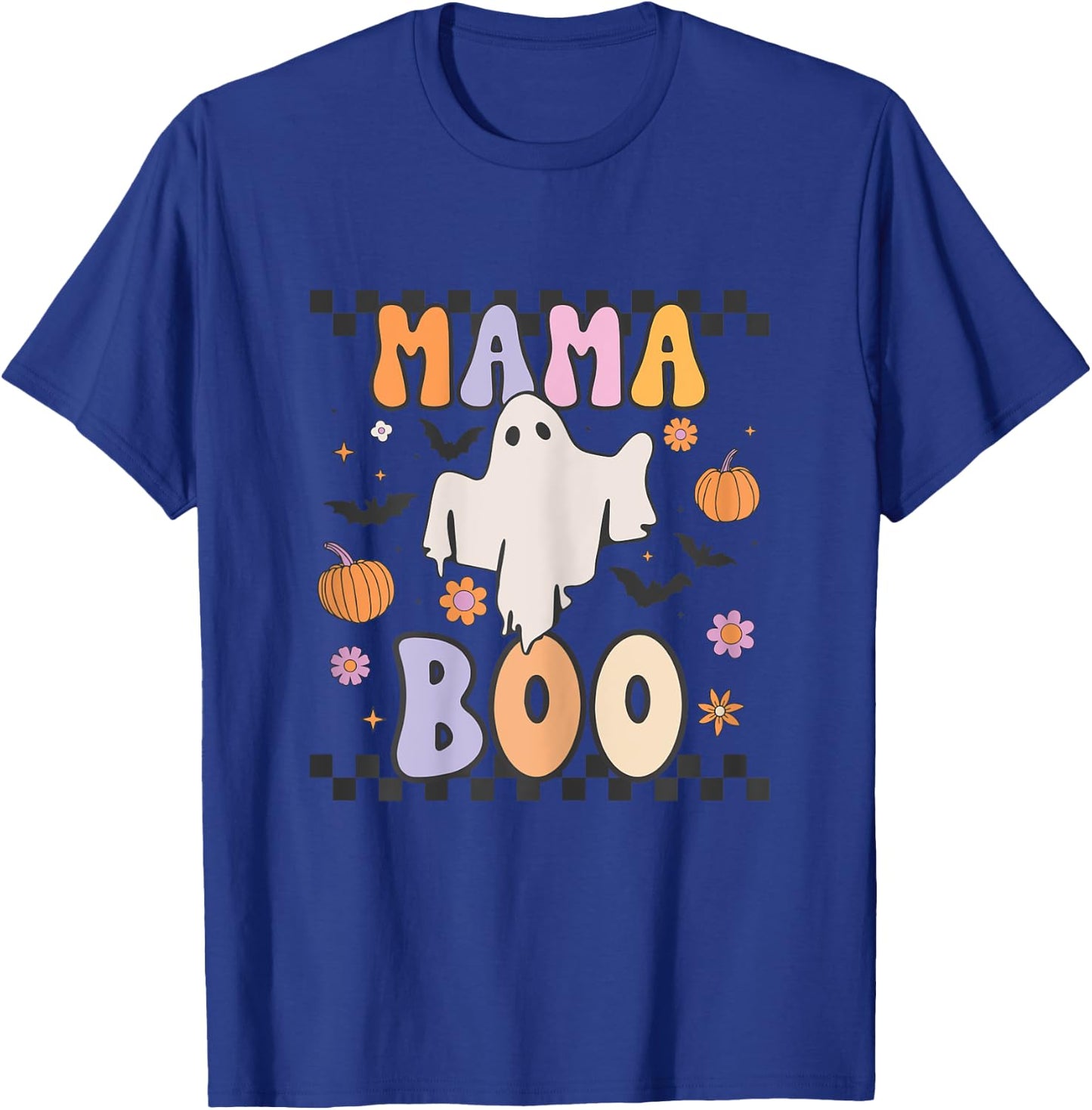 Mama Boo Cute Retro Groovy Ghost Halloween Family Matching T-Shirt - T-Shirt | Royal