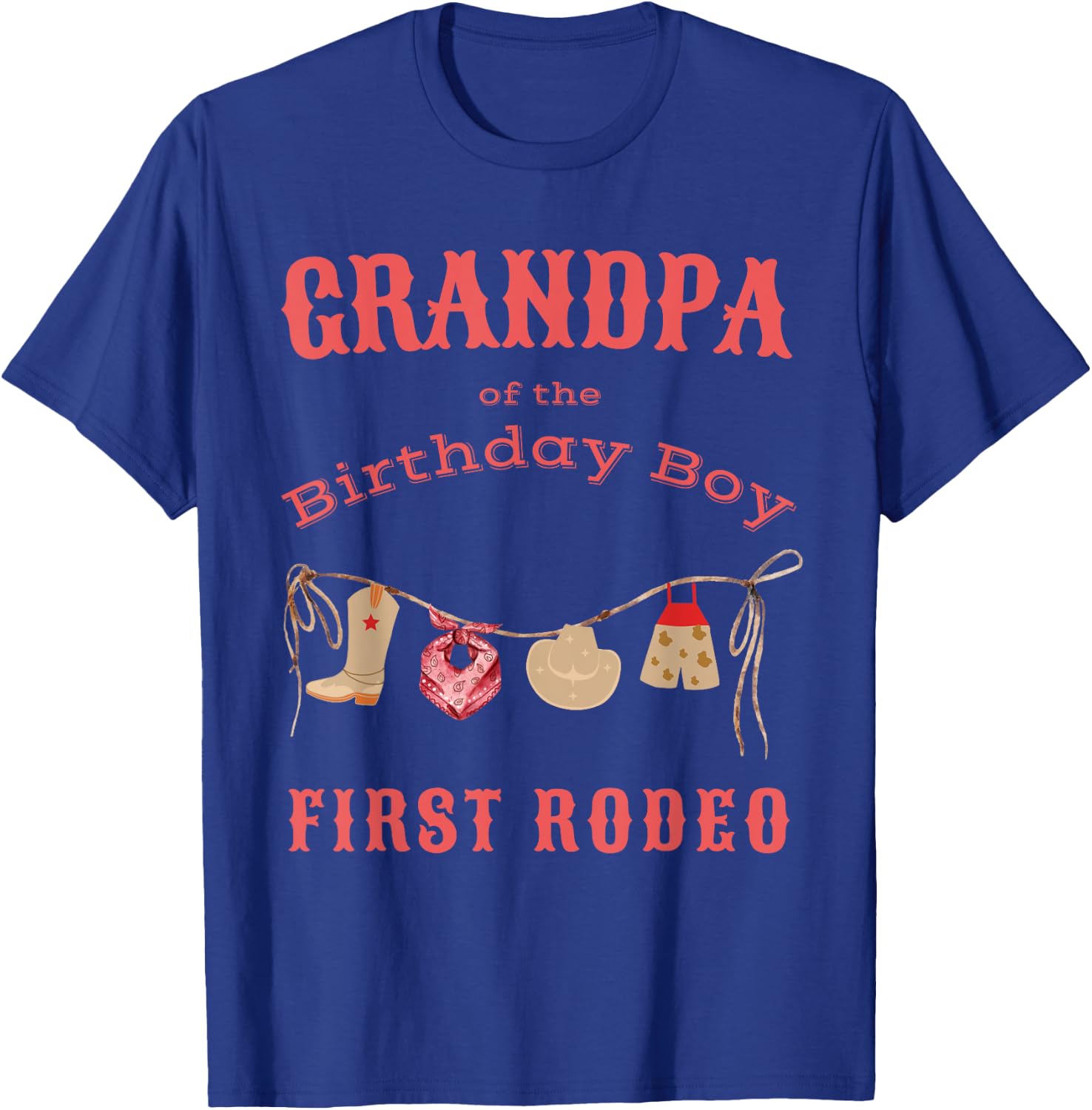 Grandpa First Rodeo 1st Birthday Cowboy Family Matching T-Shirt - T-Shirt | Royal