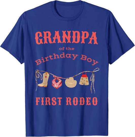 Grandpa First Rodeo 1st Birthday Cowboy Family Matching T-Shirt - T-Shirt | Royal