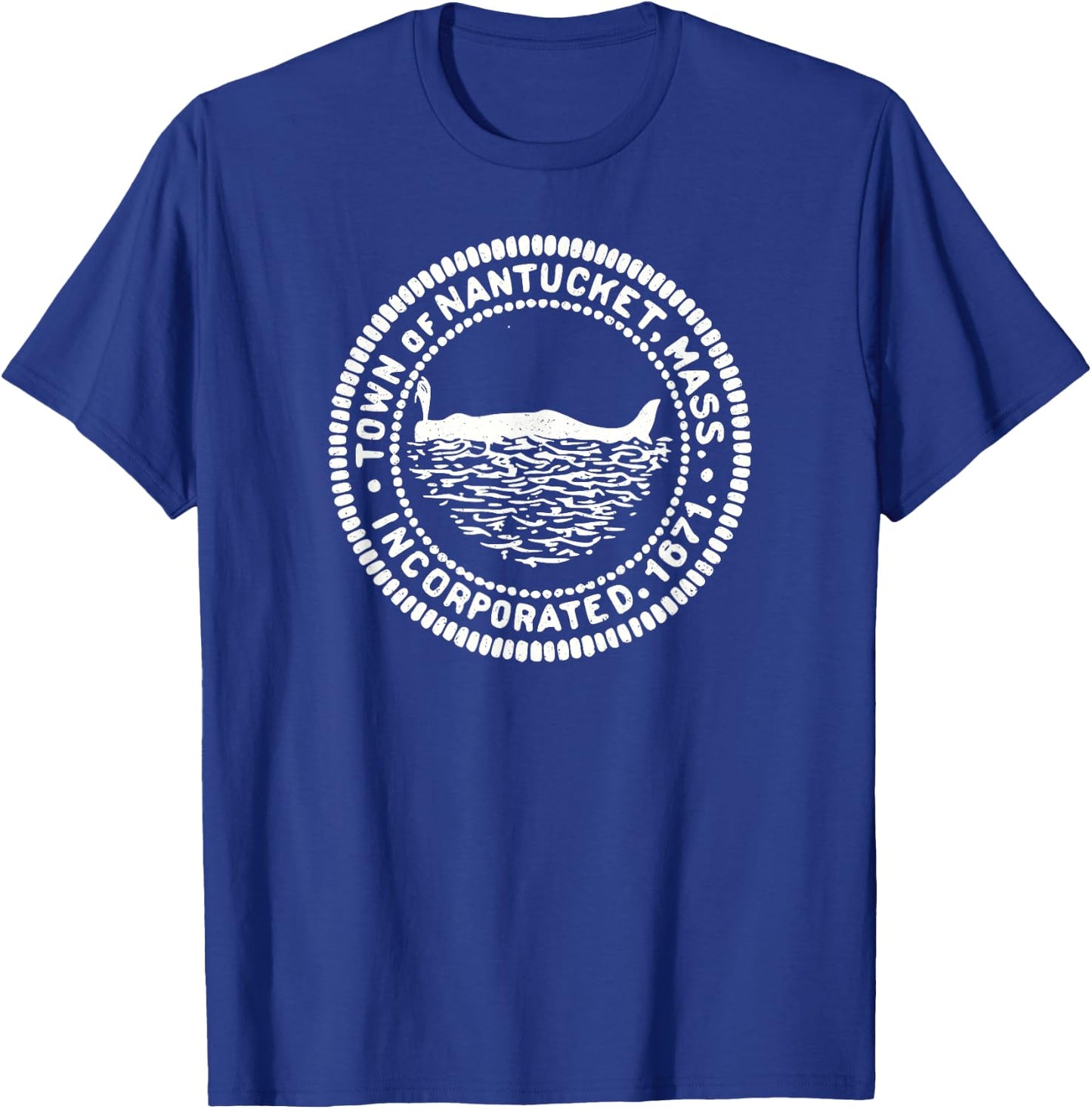 Nantucket Massachusetts Flag Seal T-Shirt - T-Shirt | Royal