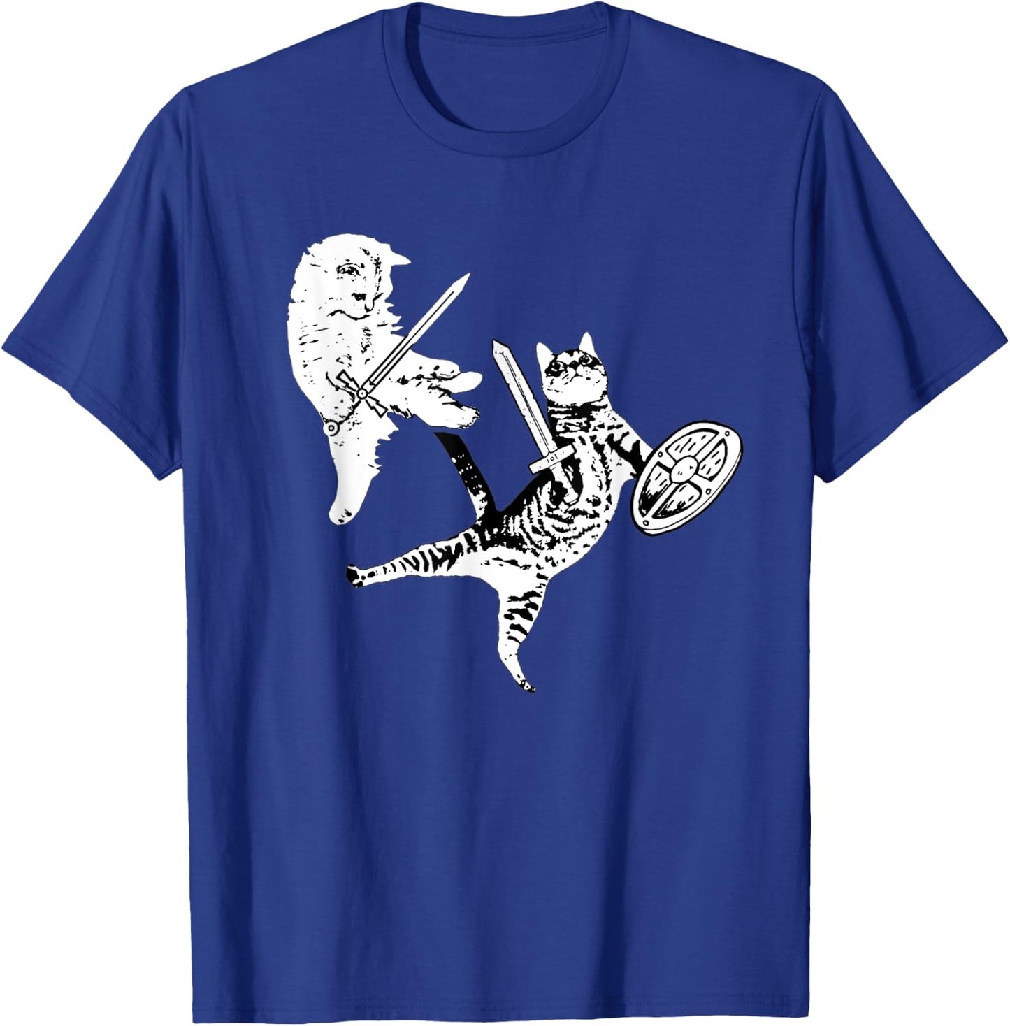 Kitty Cat Sword Fight Shield Funny Warrior Cat Pet Lovers Women T-Shirt - T-Shirt | Royal