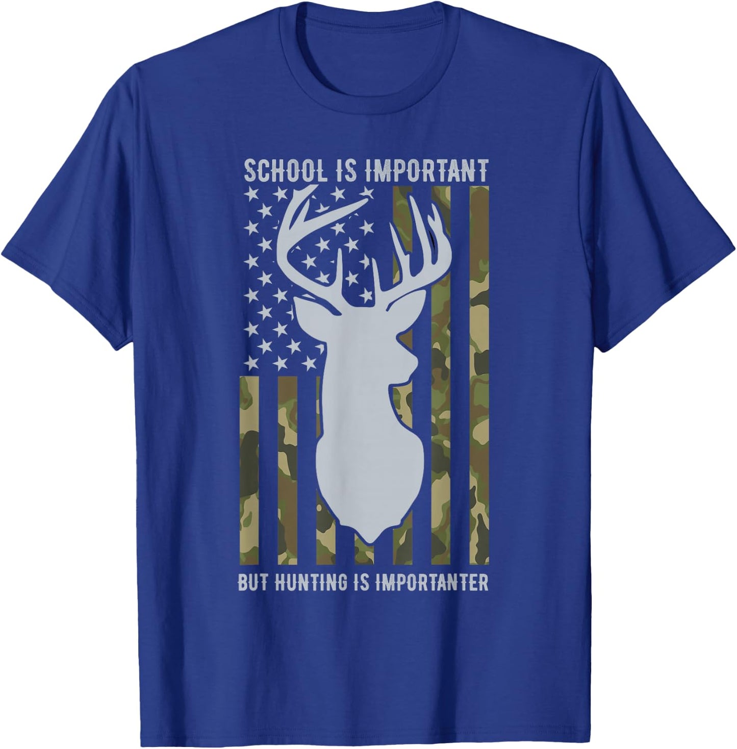 School Is Important But Hunting Is Importanter Deer Boys T-Shirt - T-Shirt | Royal