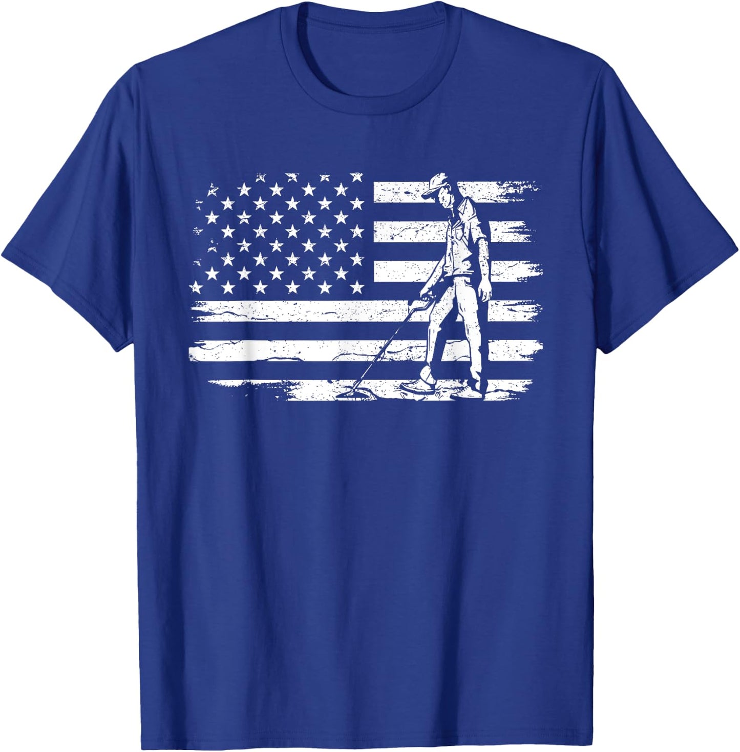 Patriotic Metal Detecting USA Flag Treasure Hunt Detectorist T-Shirt - T-Shirt | Royal