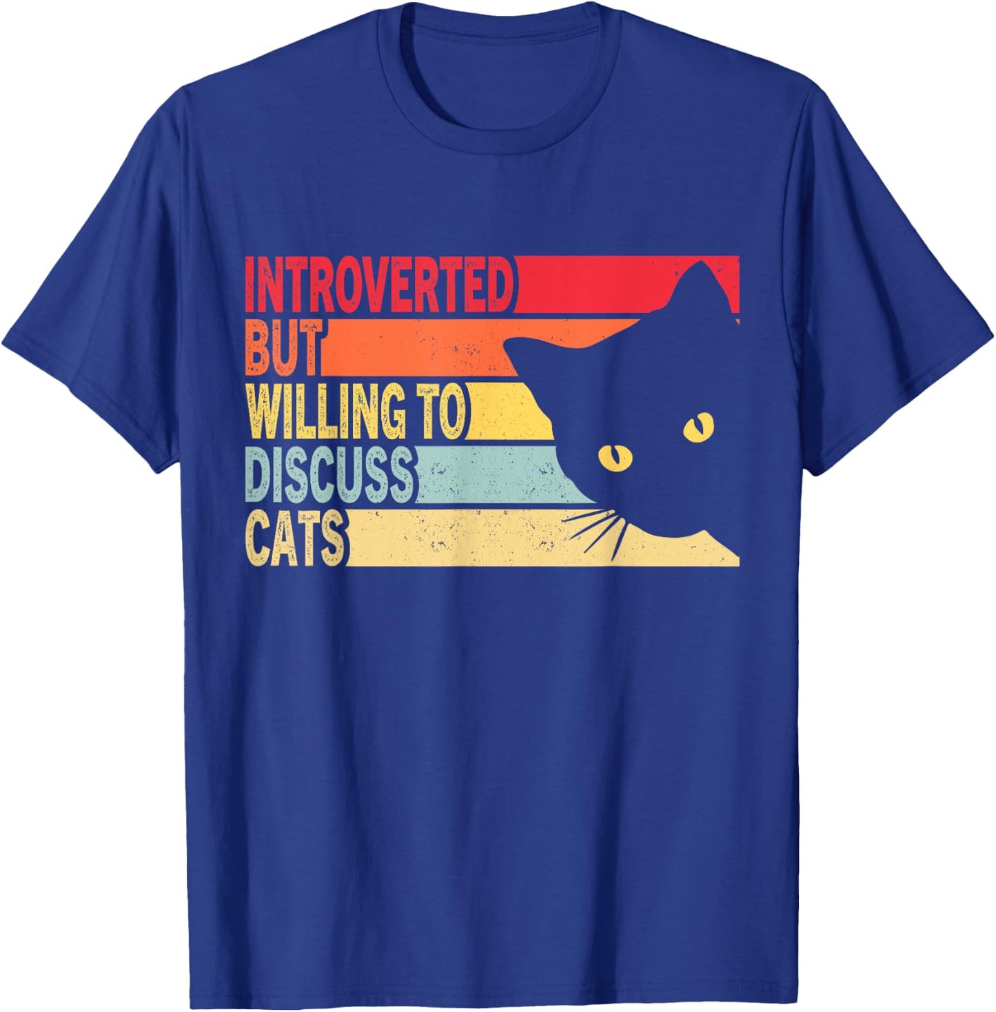 Introverted But Willing To Discuss Cats Vintage Cat Lover Women T-Shirt - T-Shirt | Royal