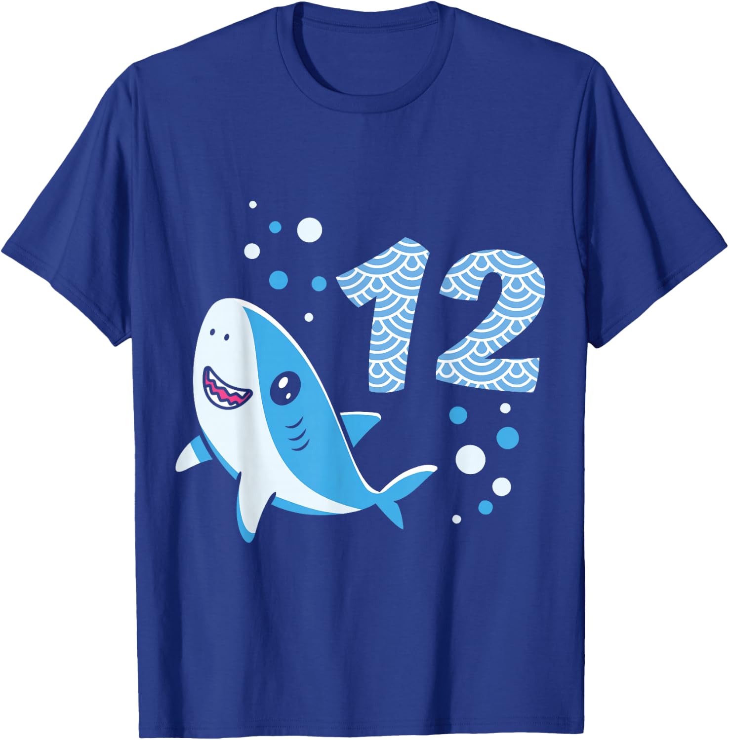 12th Birthday Boys Shark 12 years Old Ocean Shark B-day T-Shirt - T-Shirt | Royal