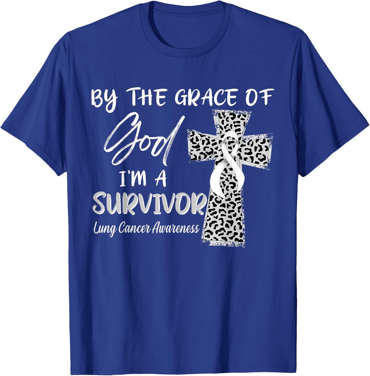 I'm A Survivor Lung Cancer Awareness White Ribbon T-Shirt - T-Shirt | Royal