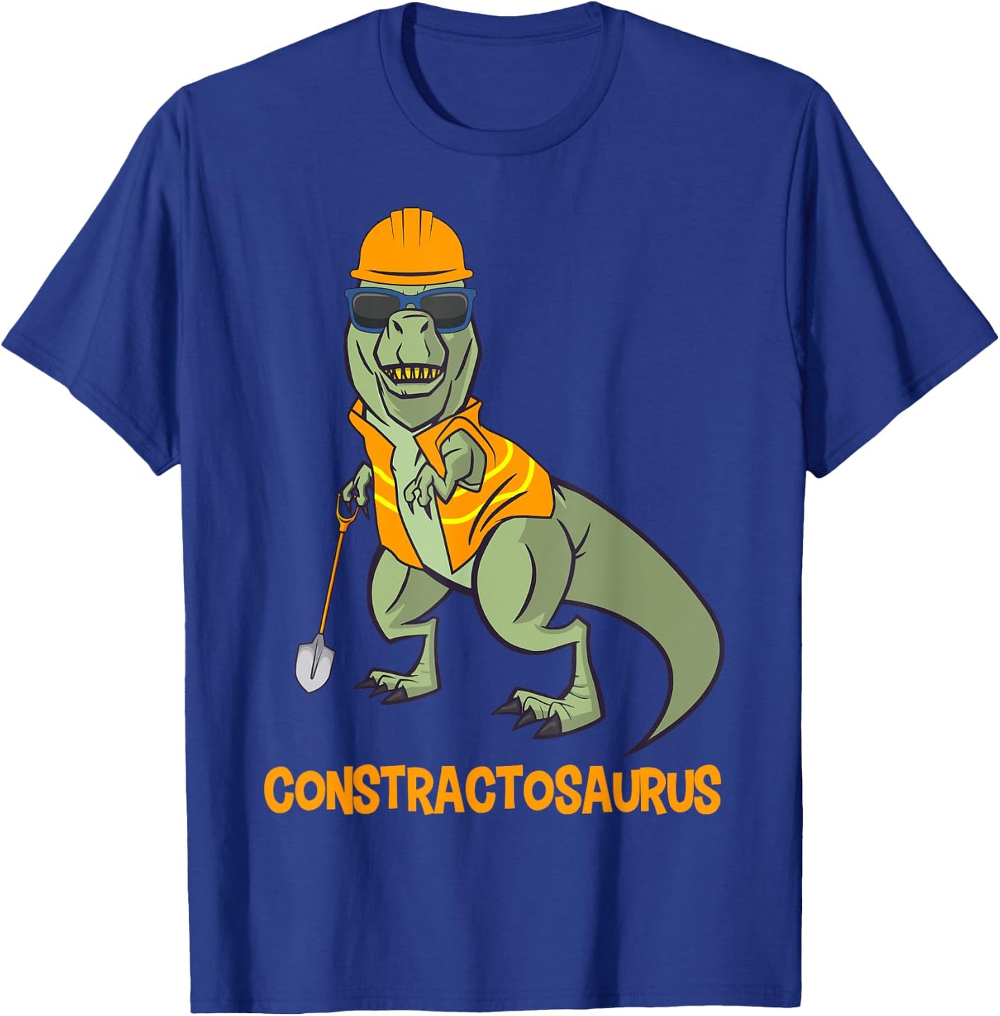 Constractosaurus Funny Construction Worker Dinosaur T-Rex T-Shirt - T-Shirt | Royal