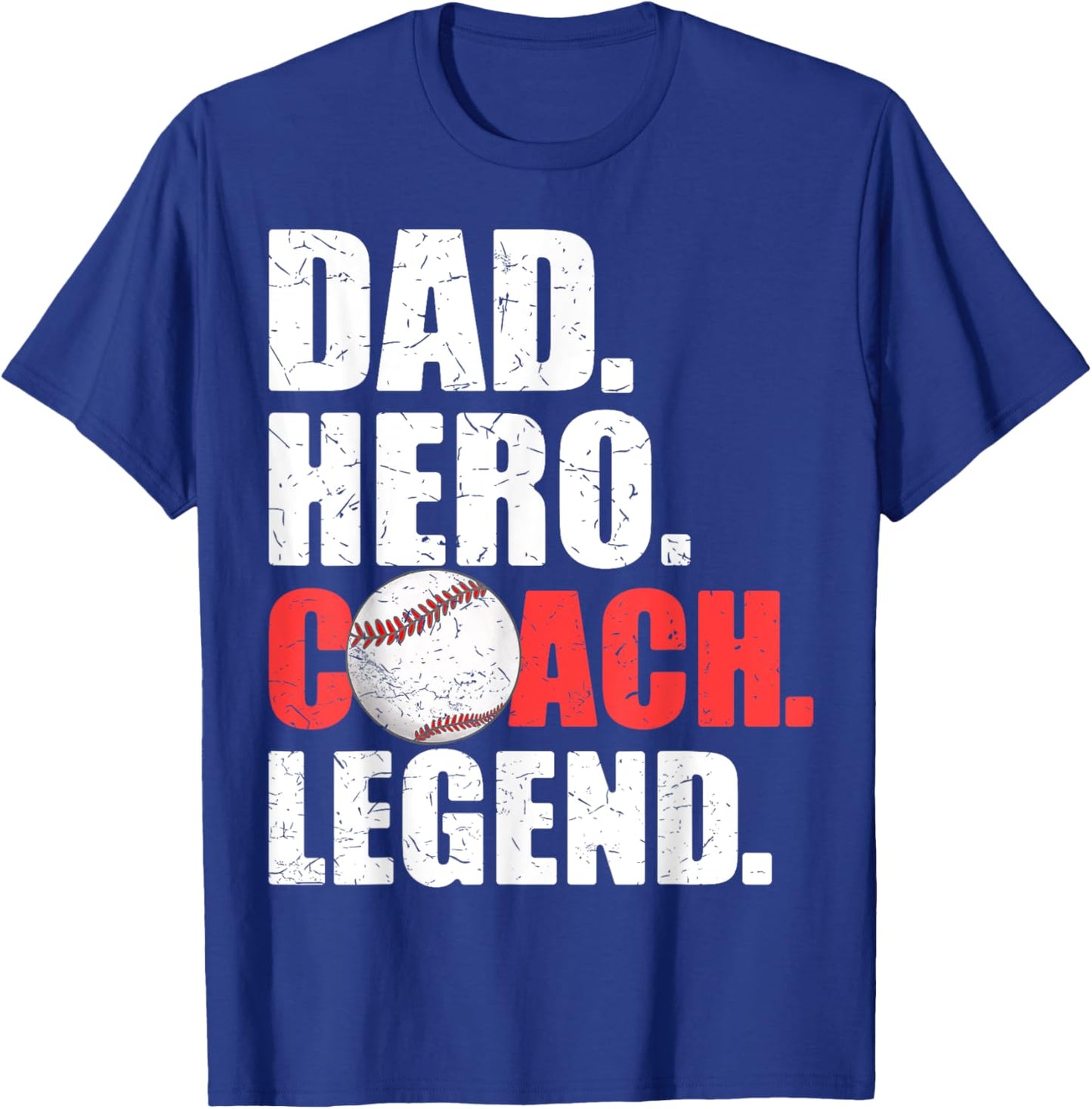 Dad Hero Coach Legend Father Daddy Baseball Softball Coach T-Shirt - T-Shirt | Royal