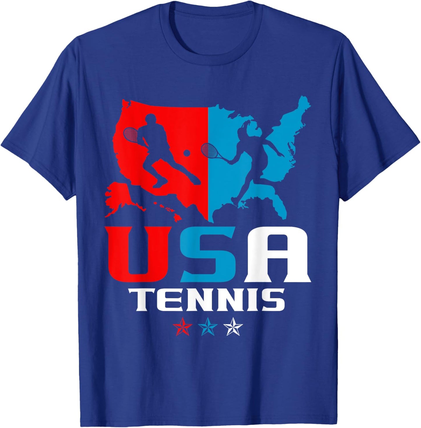 USA Tennis Independence Day American Flag Racket Sports T-Shirt - T-Shirt | Royal