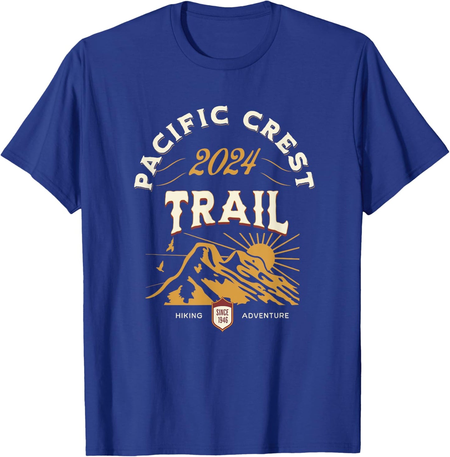 Pacific Crest Trail Apparel -Adults Black Vintage Modern Mix Small Short Sleeve Hiking Vacation T-Shirt - T-Shirt | Royal