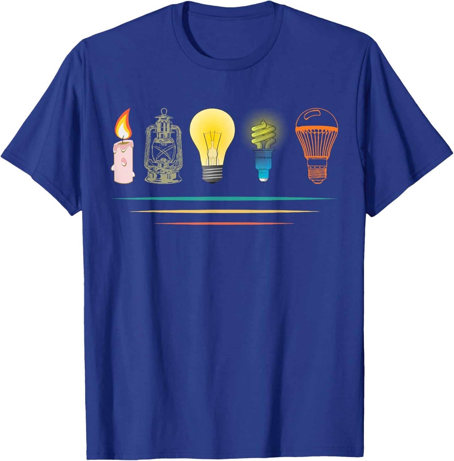 Evolution of light lighting electricity funny electrician T-Shirt - T-Shirt | Royal