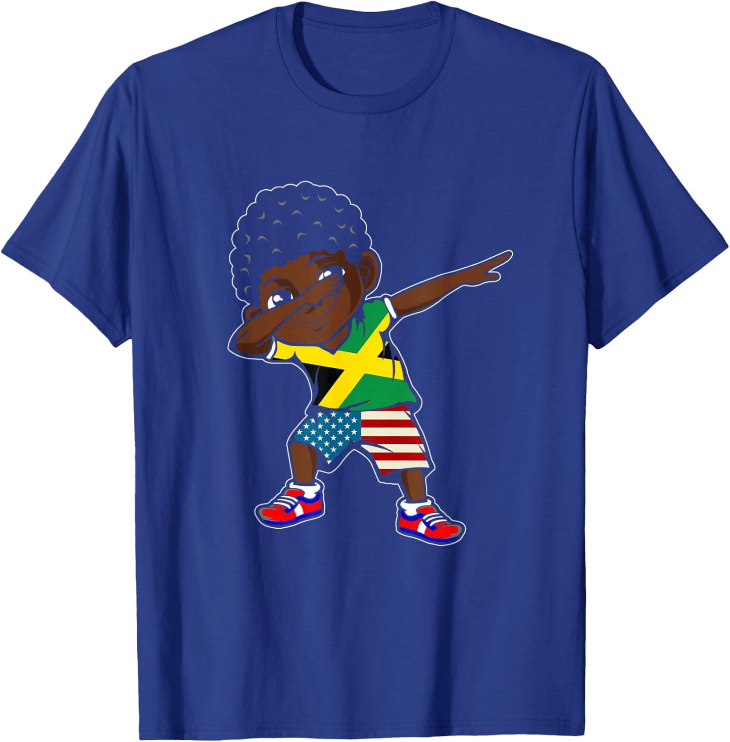 Half American Half Jamaican Boy Kid Jamaica Flag Patriotic T-Shirt - T-Shirt | Royal